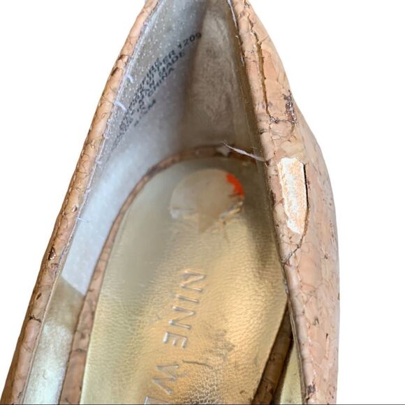 🔵Nine West Bonfire Cork Peep Toe Pumps Heels 5.5 - Picture 10 of 10